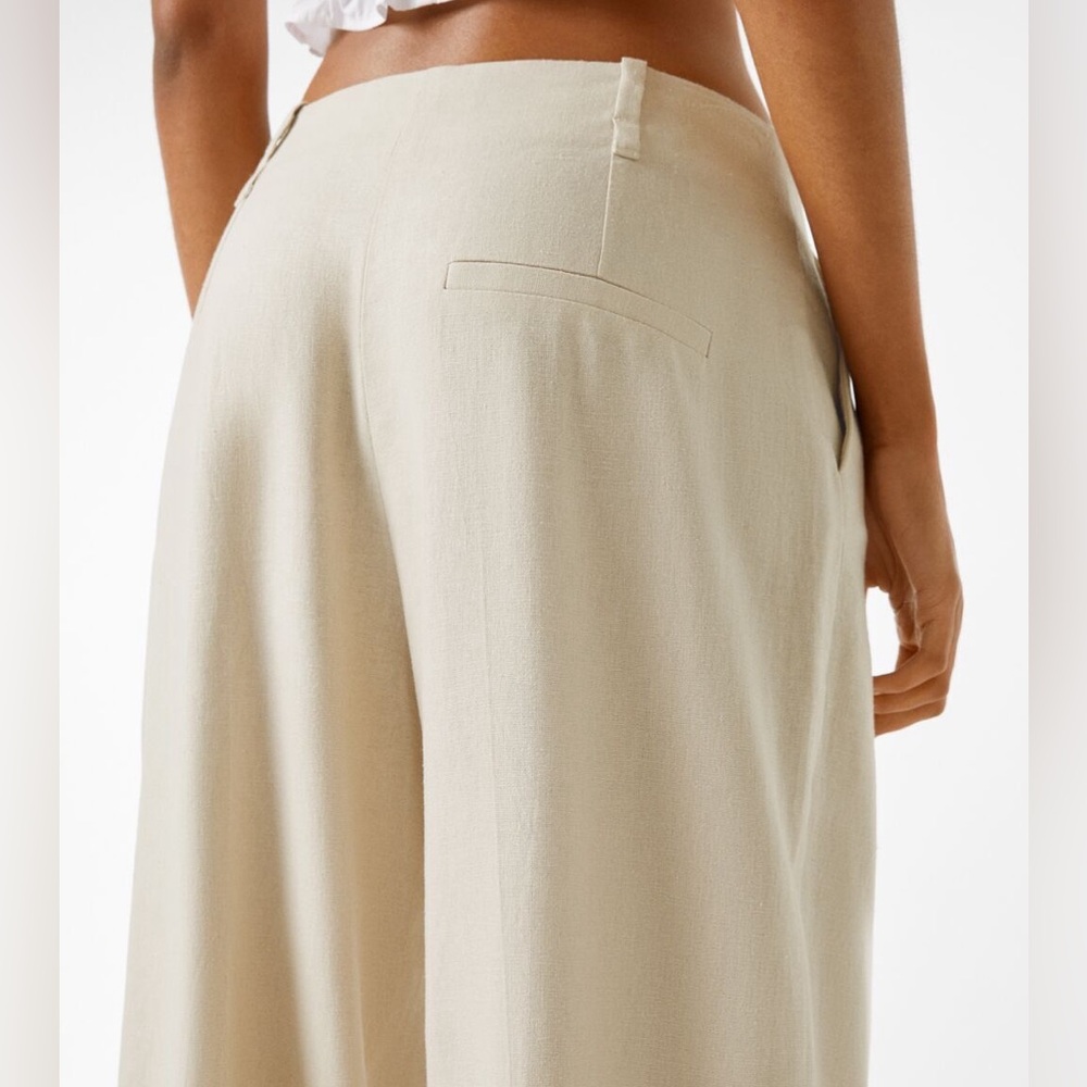 BNWT Bershka Beige Wide Leg Pants. Size 10. - Picture 2 of 10